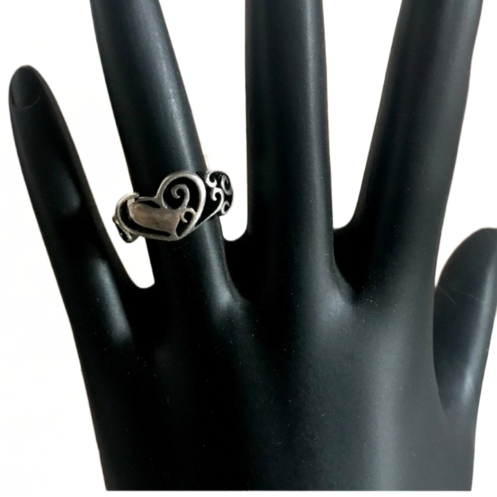 STERLING SILVER HEART & BIRD THEMED RING (4.75)